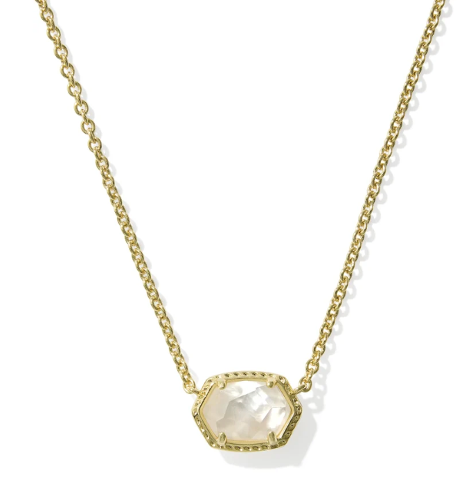 Daphne Frame Pendant Necklace Gold Ivory MOP