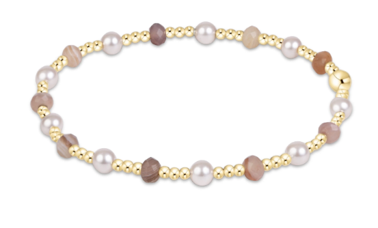 BGEMSINPE4BWA Sincerity Gemstone & Pearl 4mm- Botswana Agate