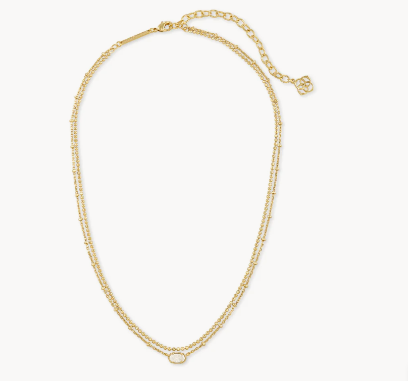 Emilie Gold Multi Strand Necklace in Iridescent Drusy