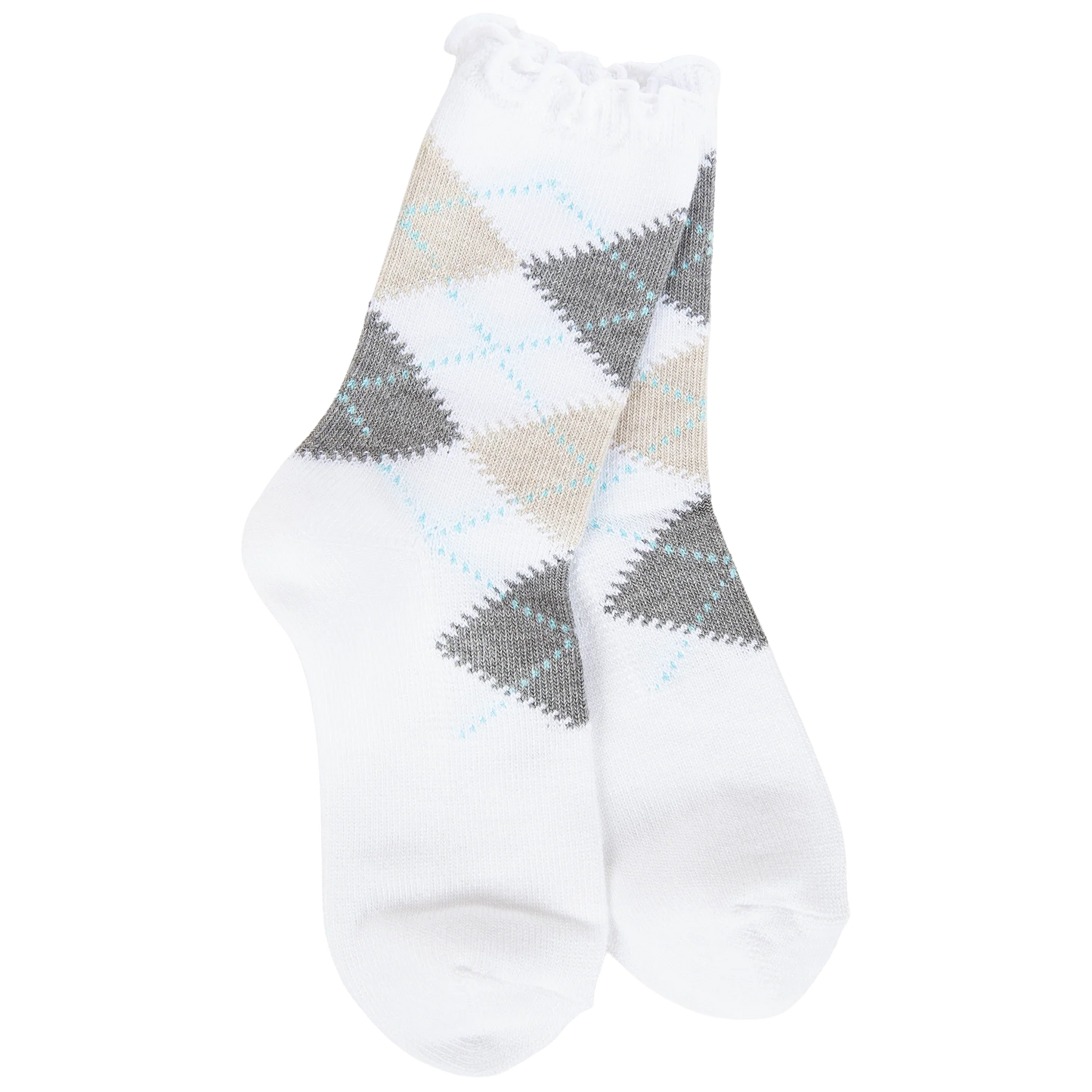 Weekend Argyle Ruffle Mini Crew