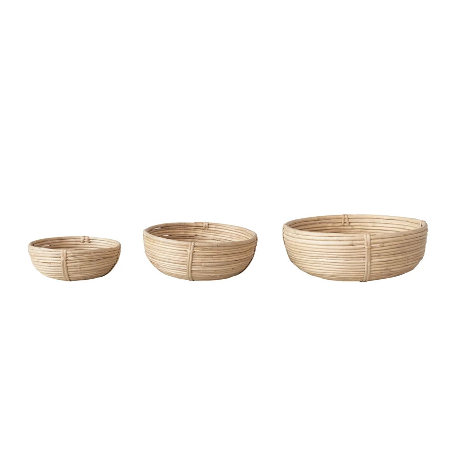Hand-Woven Rattan Bowls, Natural ( Assorted Sizes )