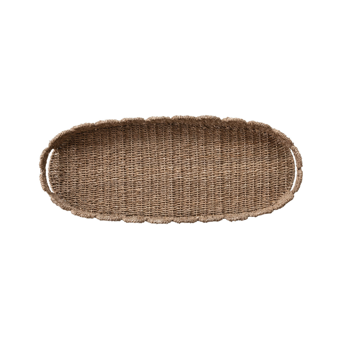 Woven Bankuan Scalloped Tray with Handles