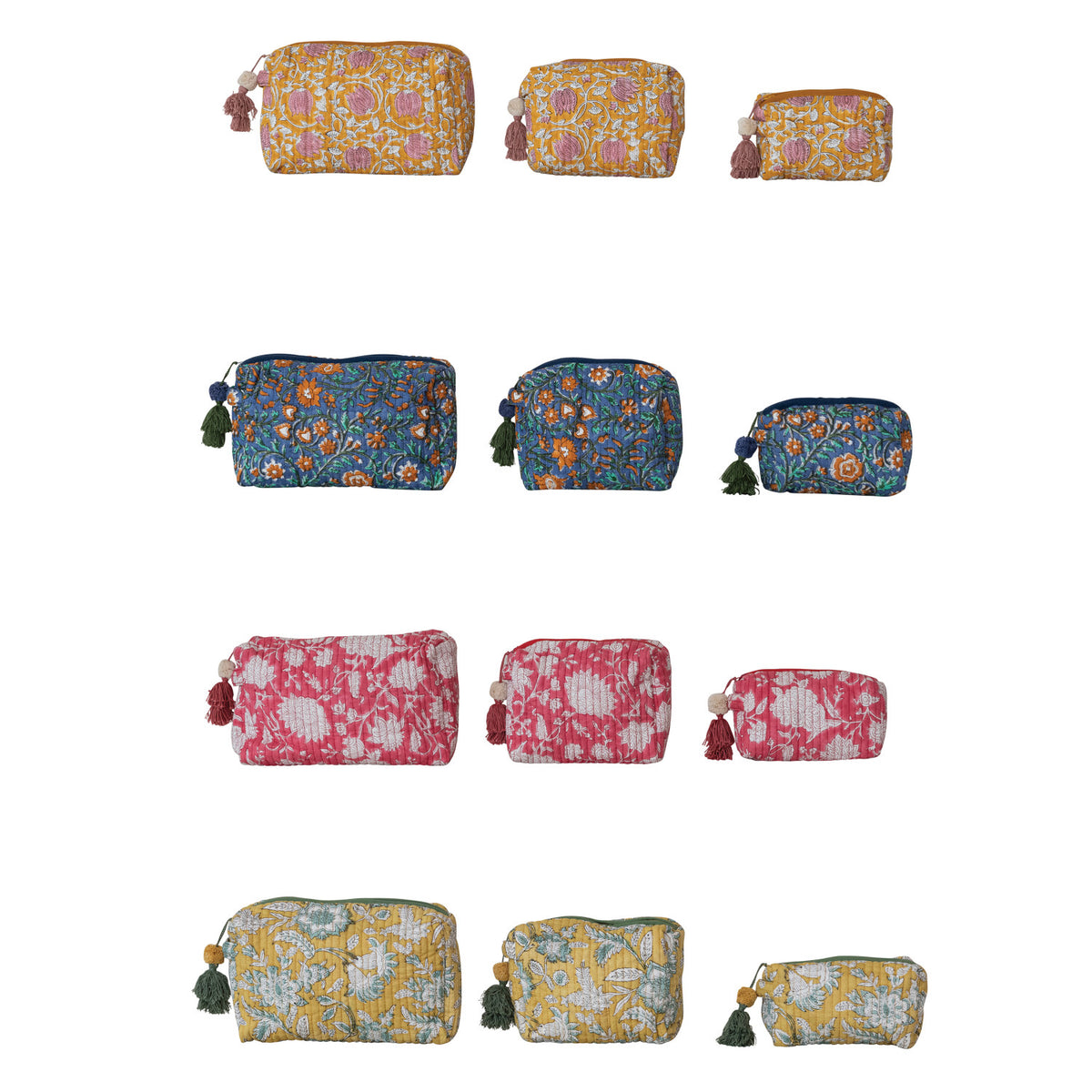 Quilted Voile Block Zip Pouch with Lining