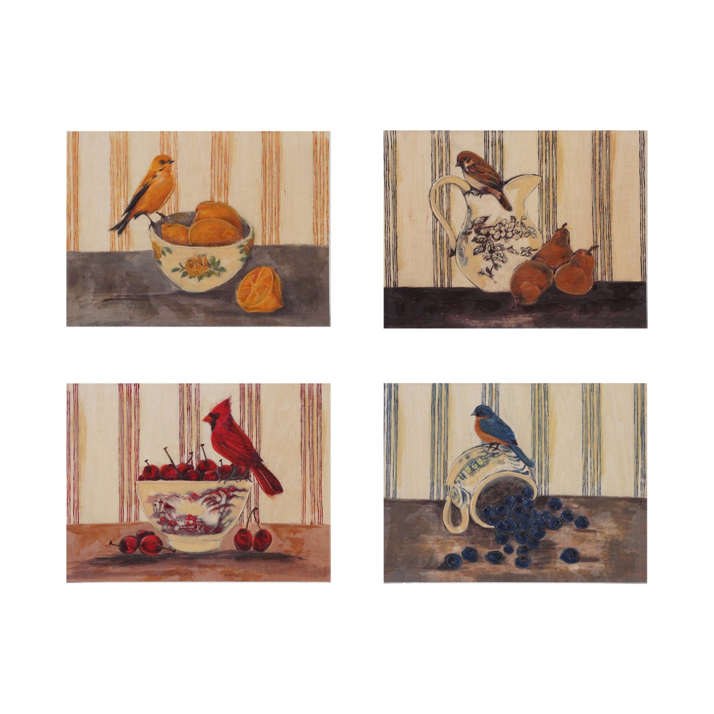 Hand-Painted Wood Wall Decor with Bird (Assorted)