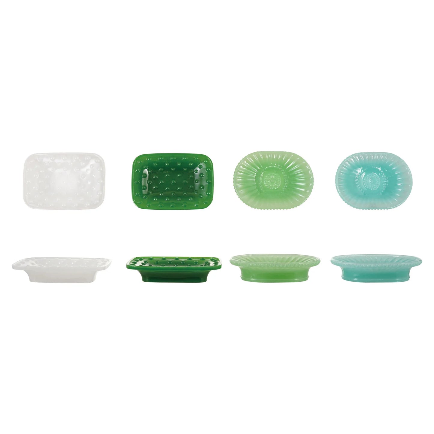 Embossed Milk Glass Footed Soap Dish ( Assorted )