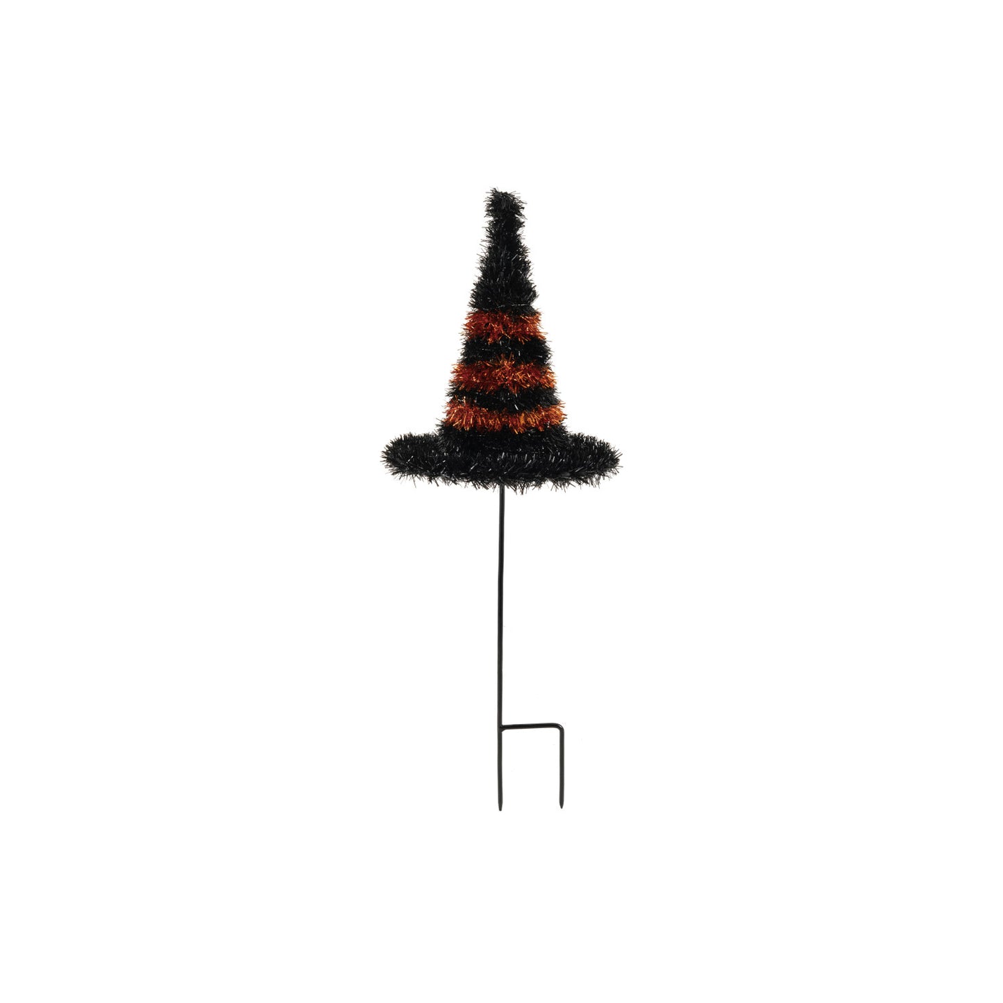H-26 Metal & Tinsel Striped Witch Hat Yard Stake