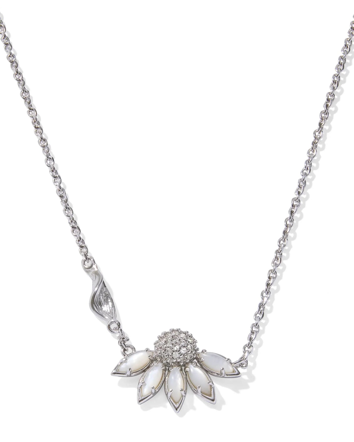 Anya Flower Short Pendant Necklace | Silver Ivory Mix