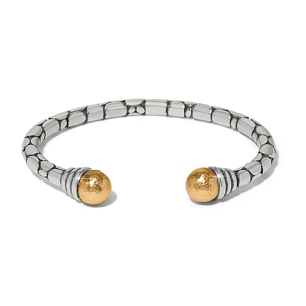 Pebble Link Two Tone Open Flex Cuff Bracelet.JF0378