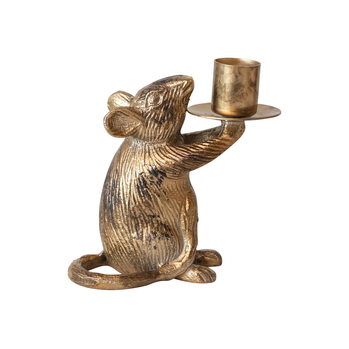 C-26 Mouse Taper Holder, Antique Gold Finish
