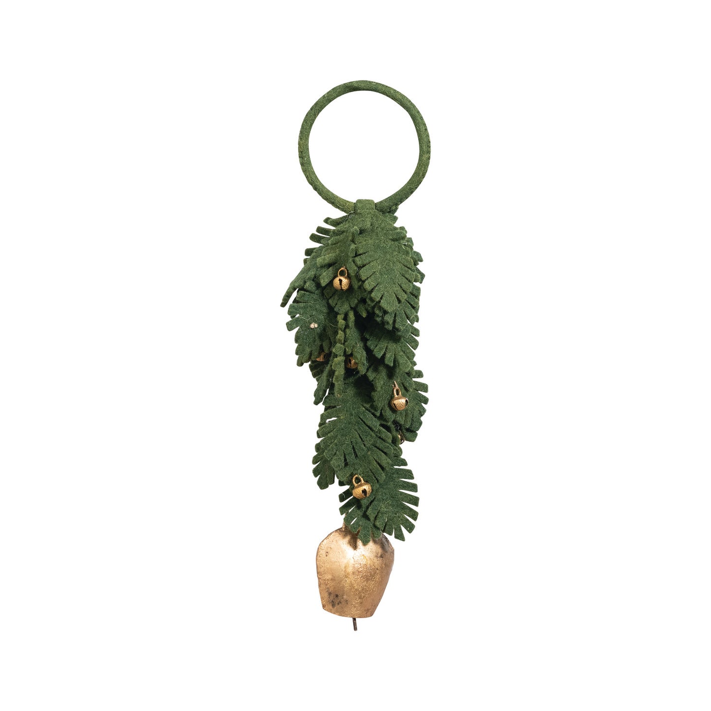 C-26 Handmade Wool Felt Leaves Door Hanger with Metal Bells