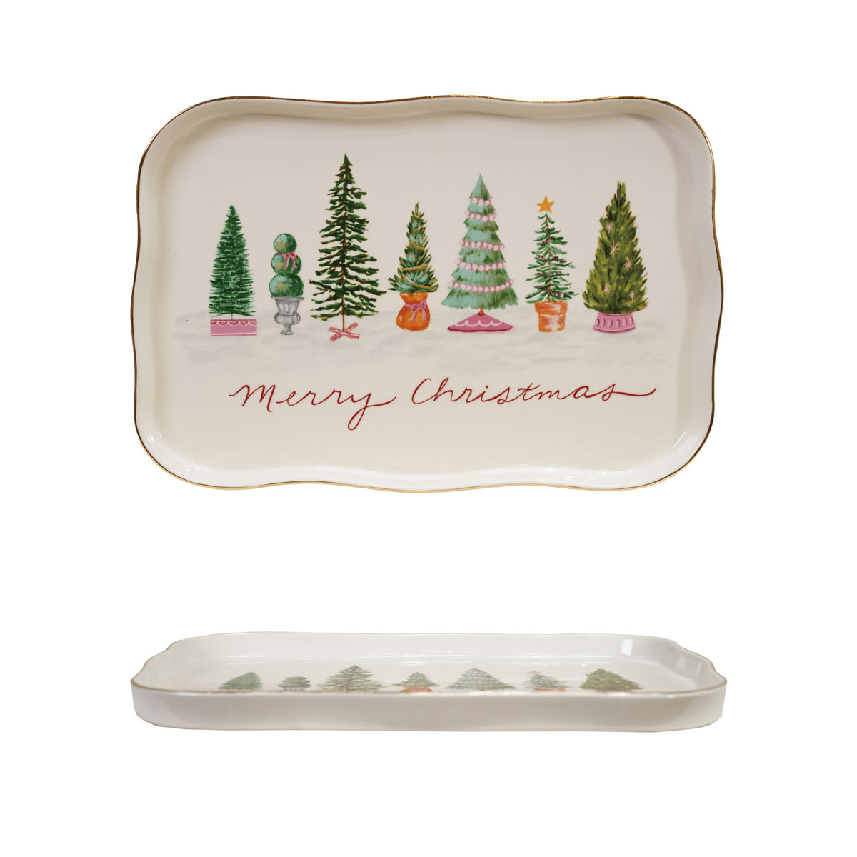 C-26 Stoneware Christmas Scalloped Platter