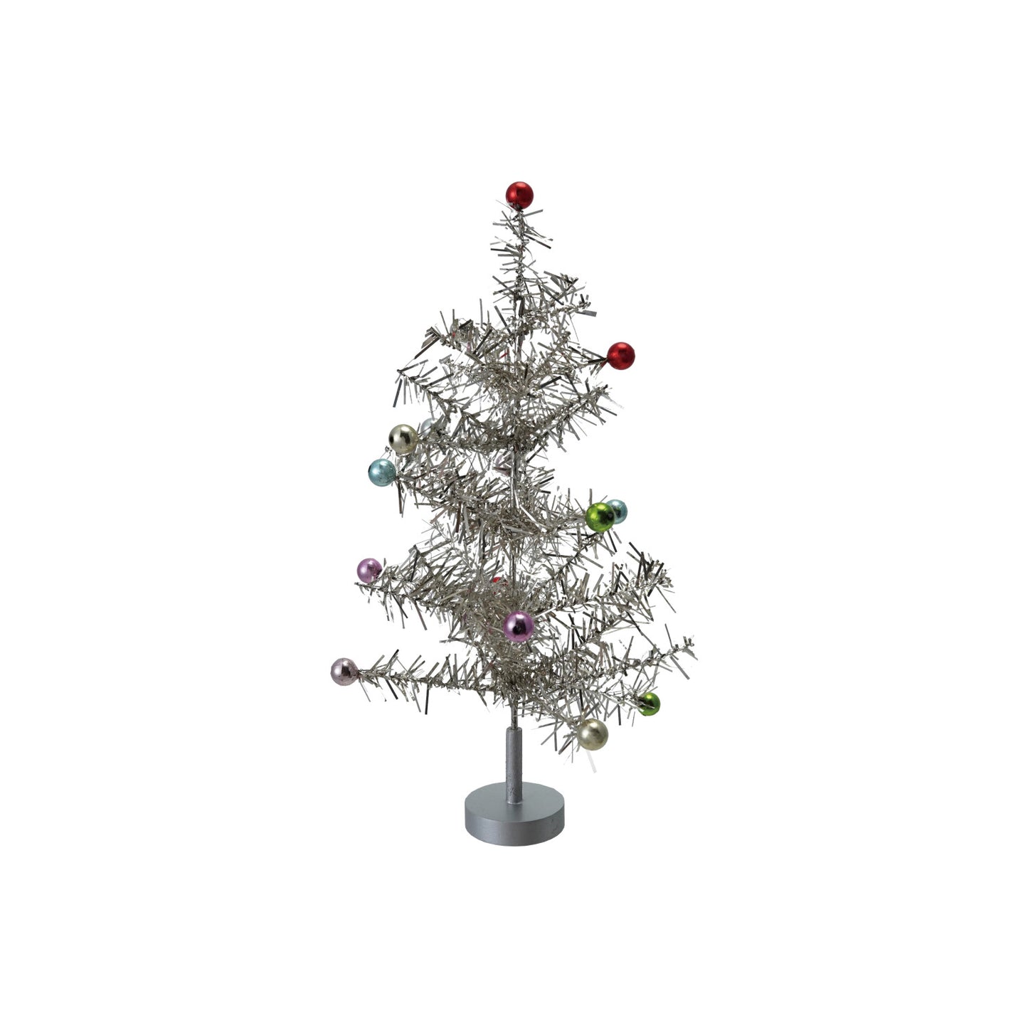 C-26 Tinsel Tree with Multi Color Ball Ornaments