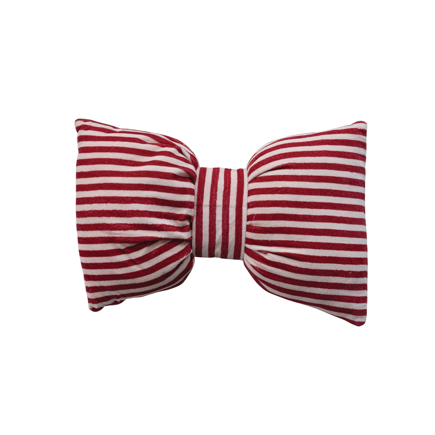 C-26 Cotton Velvet Bow Shaped Striped Lumbar Pillow