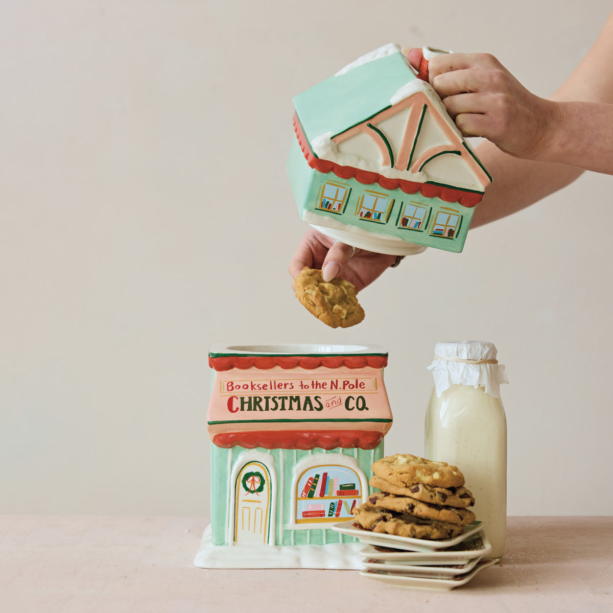 C-26 Ceramic Bookstore Shaped Cookie Jar