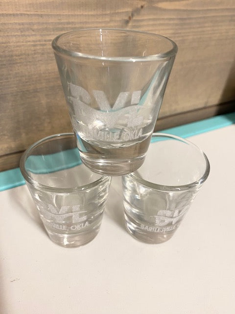 Etched BVL Bartlesville Shot Glass
