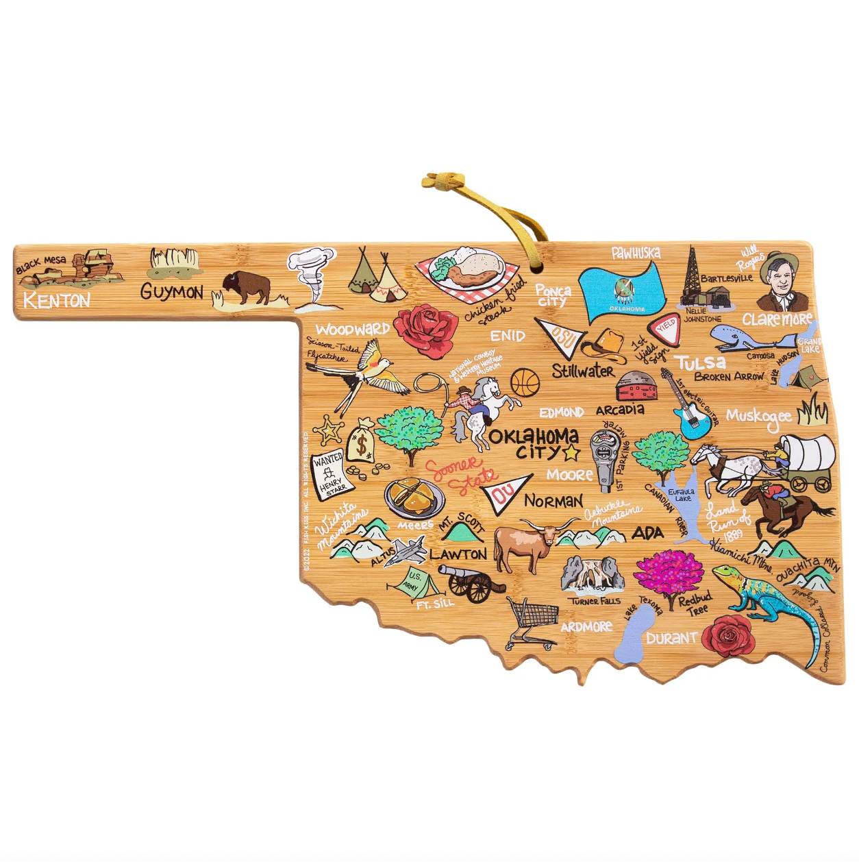 Oklahoma Cutting Board with Artwork by Fish Kiss