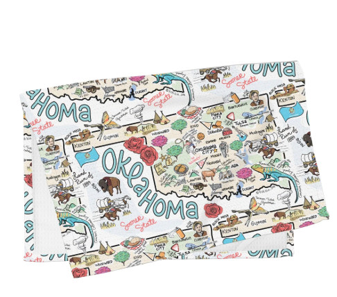 Oklahoma Map Tea Towel