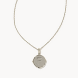 Letter F Silver Disc Pendant Necklace / Black Mother-of-Pearl*