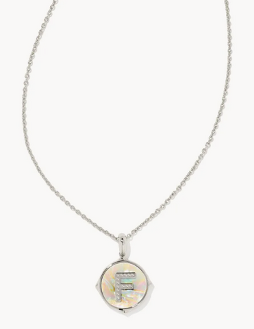 Letter " F " Silver Disc Necklace*