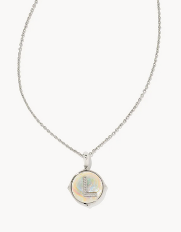 Letter " L " Silver Disc Necklace*