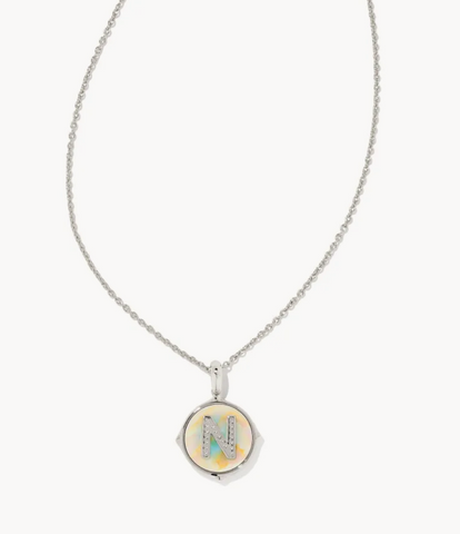 Letter " N " Silver Disc Necklace*