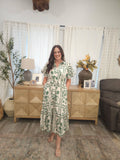 IMS Ridge Green and Cream Floral Dress