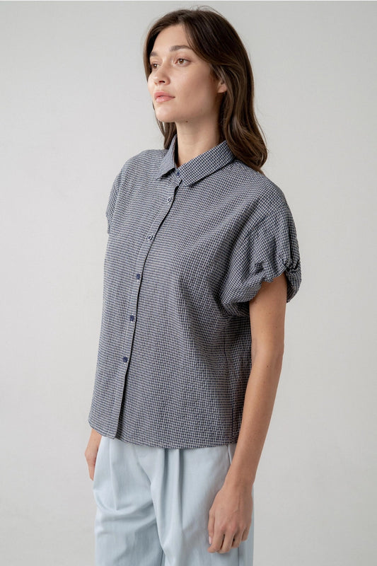 Puff Sleeve Button-Down Blouse