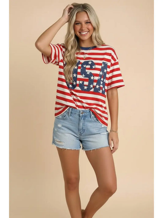 USA 250th Anniversary Commemorative Oversized Stripe Tee