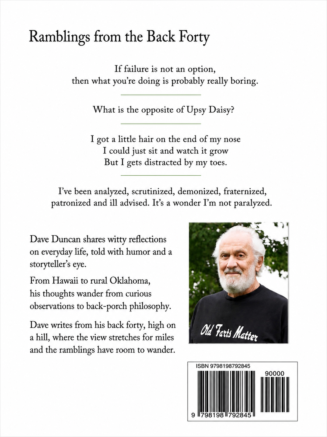 Ramblings From The Back Forty Local Author Dave Duncan