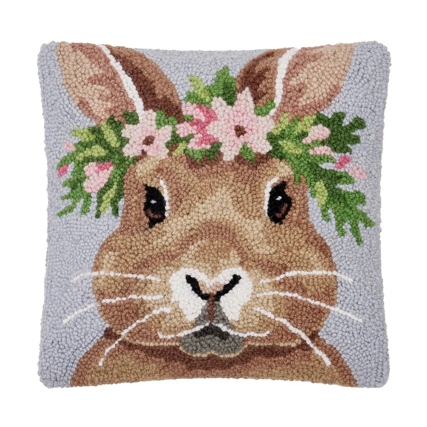 Bunny W/Crown Hook Pillow  12"x 12"