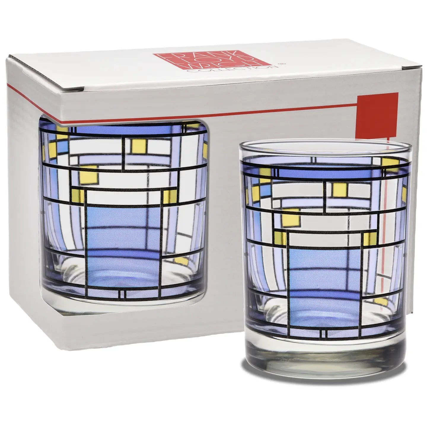 Frank Lloyd Wright Oak Park Blue Dof 14-Ounce Glass