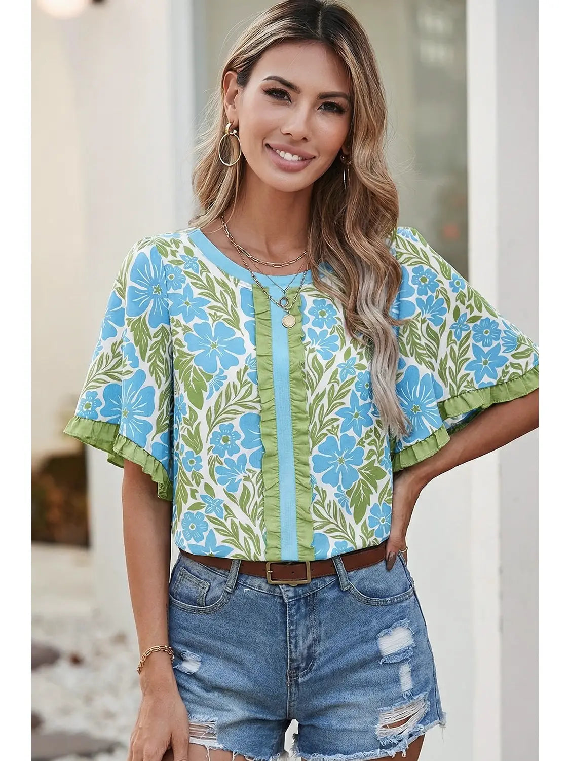 Floral Printed Lace Decorative Top