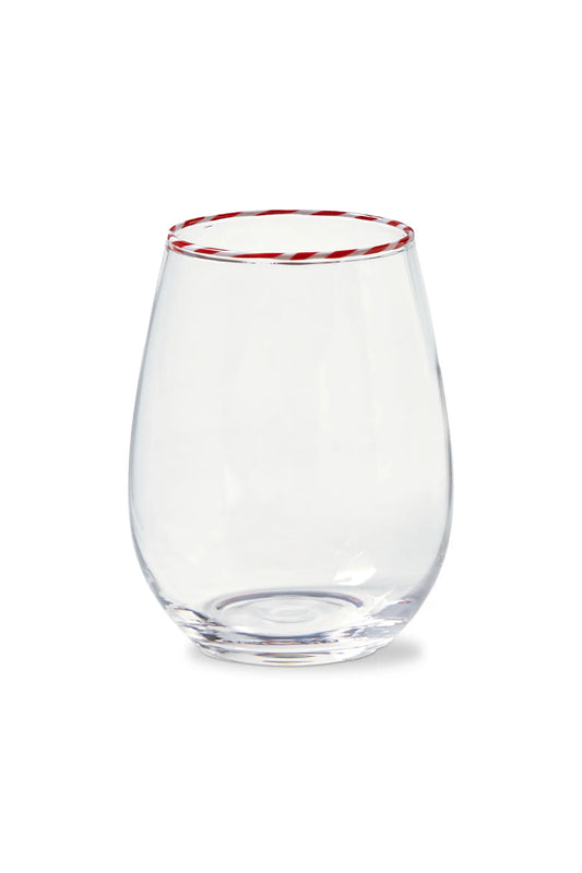 C-26 Peppermint Stripe Stemless Wine Glass