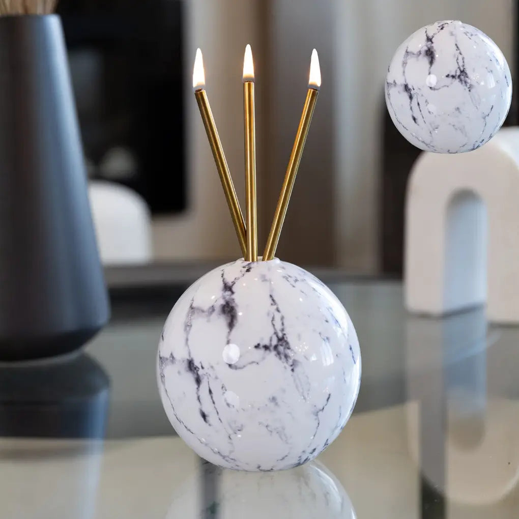 Neva White Marble Vase For Everlasting Candles