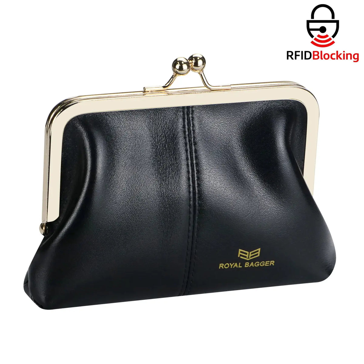 Leather Rfid Kiss-Lock Wallet ( Assorted colors )