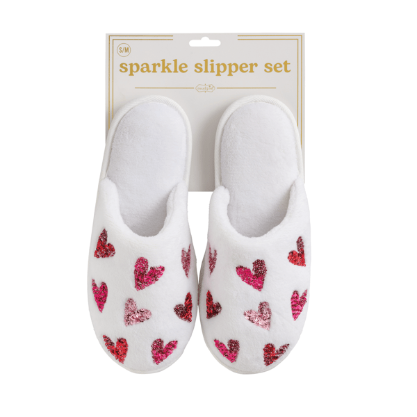 White / Red  Sparkle Slippers