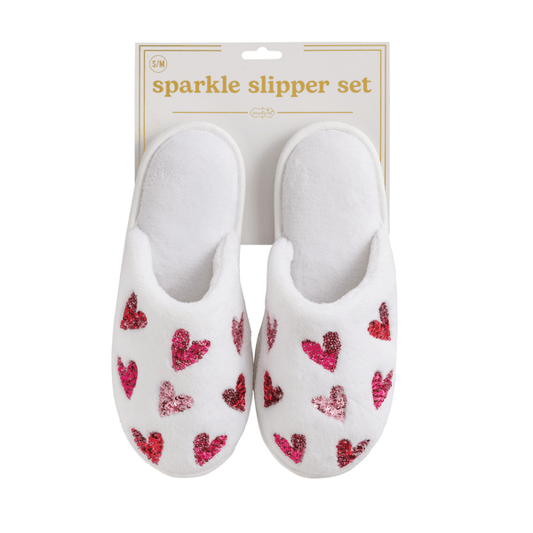 White / Red  Sparkle Slippers