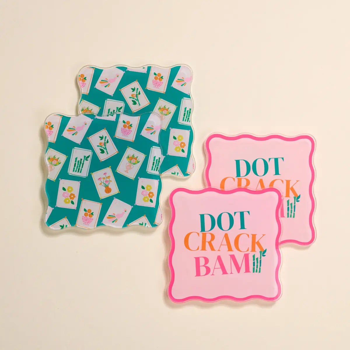 Table Talk Acrylic Coaster Set–It's Mahjong Time