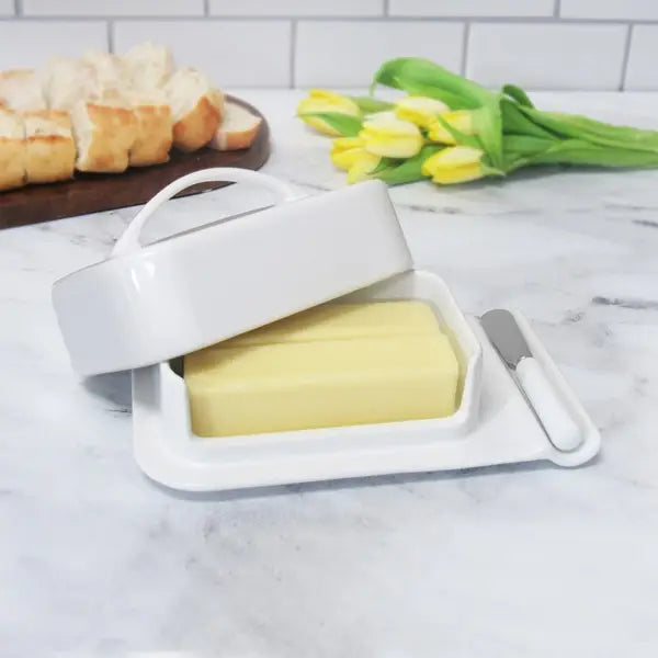 Porcelain Butter Dish w/ Matching Spreader