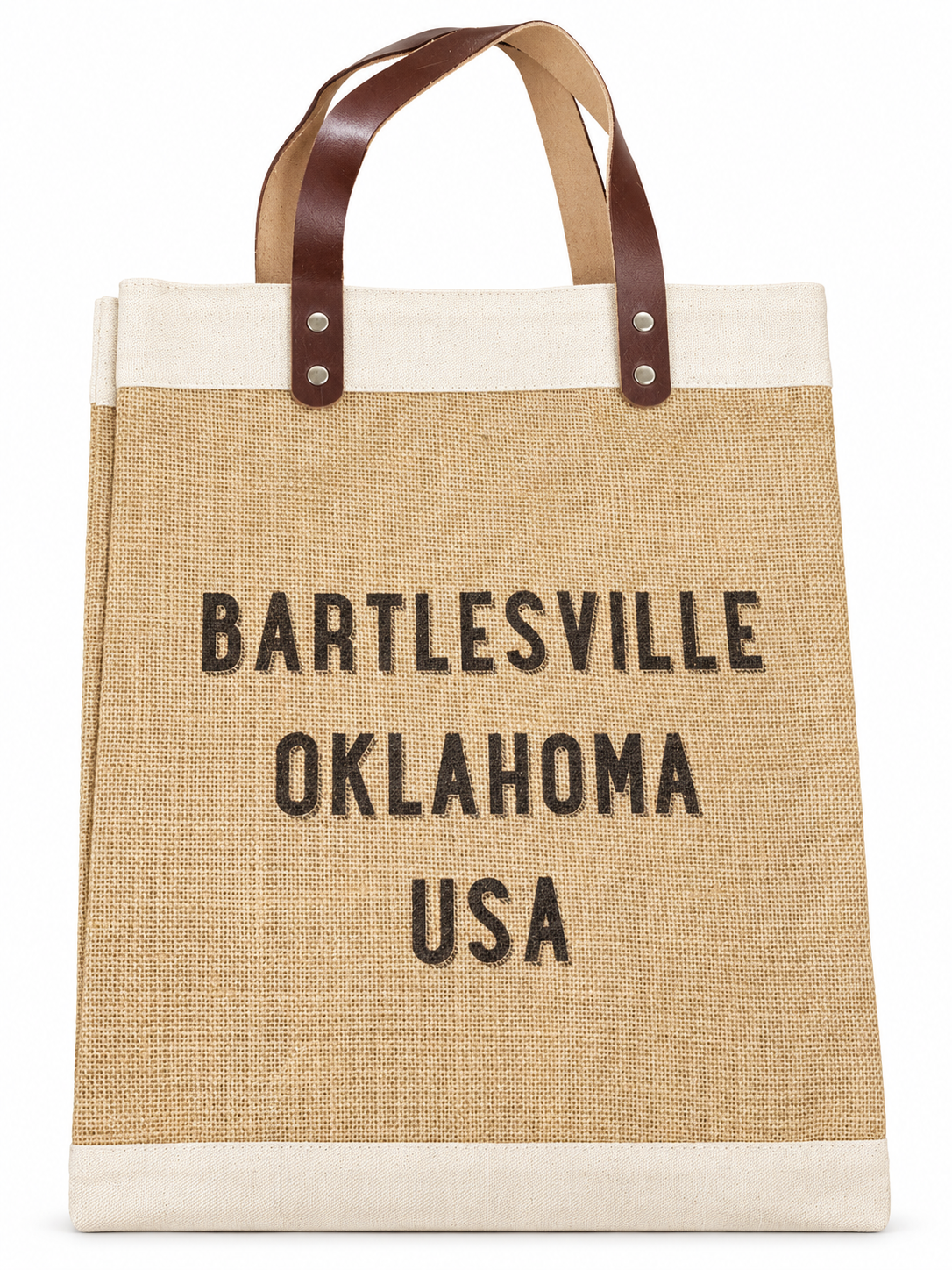 Bartlesville Oklahoma Burlap Tote 13" x  16.75 x