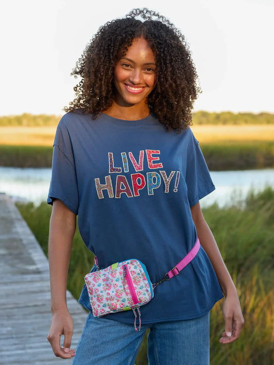 Take It In Cotton Applique Tee ( Live Happy )