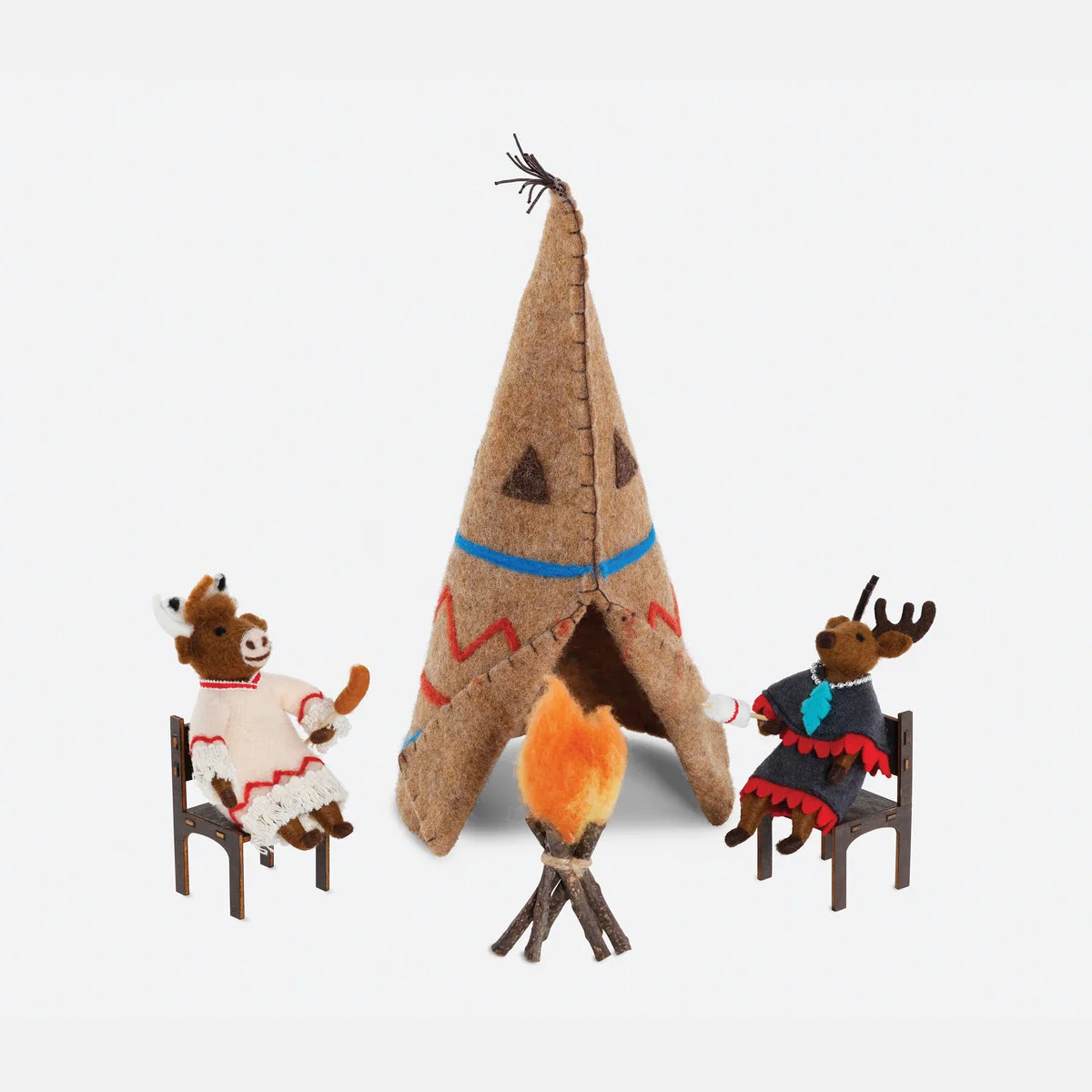 C-26 Animals Around the Campfire Wool Ornament
