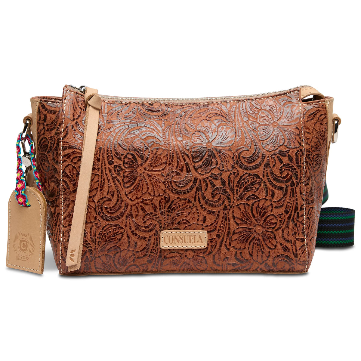 Sally On The Town Tooled Leather Crossbody Bag
