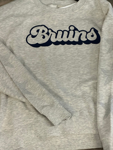 Bruin Crew in Ash Grey with Rhinestone Star Sleeves