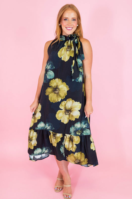 Floral Midi Dress Sleeveless