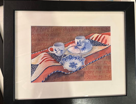 Tablescape With Psalms 23 7" x 10"