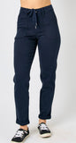 Judy Blue HW Garment Dyed Cuffed Jogger Navy