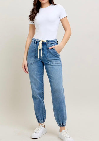 Judy Blue HW Denim Jogger Curvy