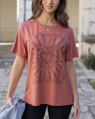 Grace and Lace Girlfriend Fit Graphic Tee-Retro Heart