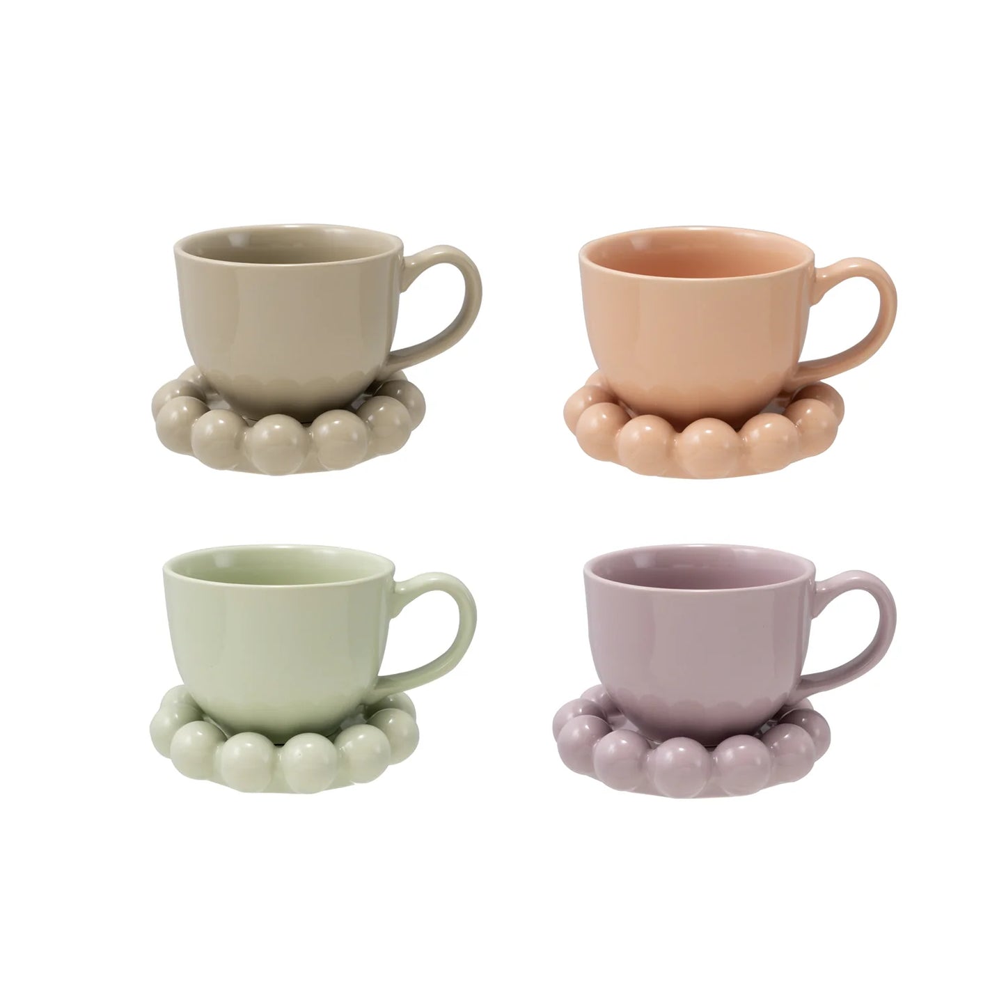 Stoneware Ball Mug with Saucer